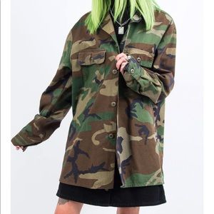 Vintage Camo Button Shirt Jacket